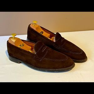 Alden of New England chocolate brown suede penny loafer for Brooks Brothers.